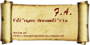 Fényes Annamária névjegykártya